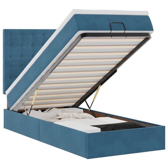 Ottoman Bed Met Matrassen 80X200Cm Fluweel 80 x 200 cm Donkerblauw