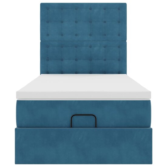Ottoman Bed Met Matrassen 80X200Cm Fluweel 80 x 200 cm Donkerblauw
