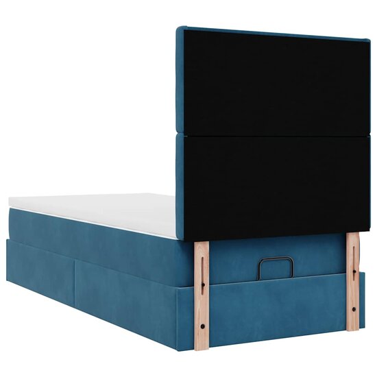Ottoman Bed Met Matrassen 80X200Cm Fluweel 80 x 200 cm Donkerblauw