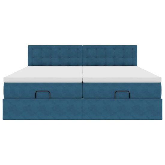 Ottoman Bed Met Matrassen 160X200Cm Fluweel 160 x 200 cm Donkerblauw