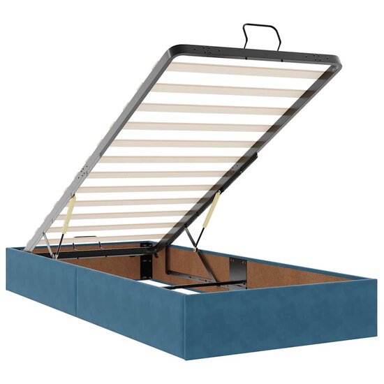 Ottoman Bed Met Matrassen 160X200Cm Fluweel 160 x 200 cm Donkerblauw