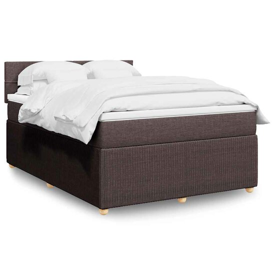 Boxspring Met Matras Stof 160 x 200 cm Donkerbruin