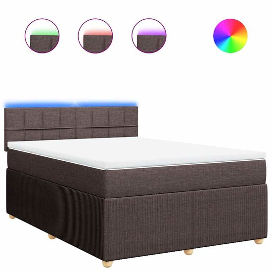 Boxspring Met Matras Stof 160 x 200 cm Donkerbruin