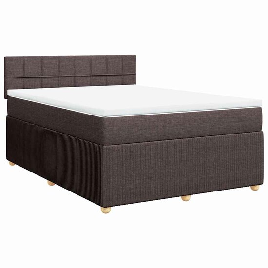 Boxspring Met Matras Stof 160 x 200 cm Donkerbruin