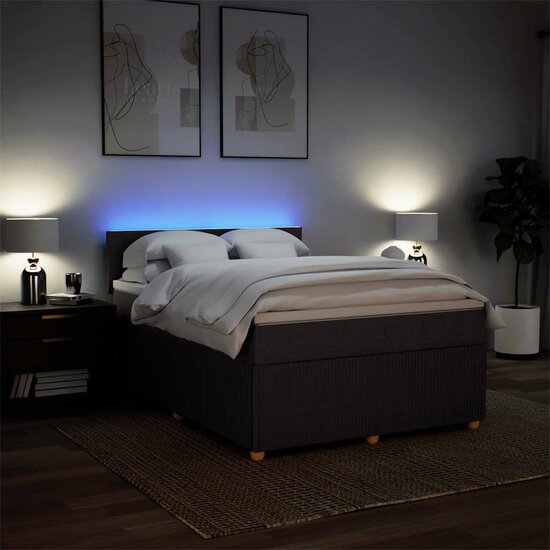 Boxspring Met Matras Stof 160 x 200 cm Donkerbruin