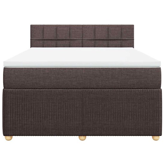 Boxspring Met Matras Stof 160 x 200 cm Donkerbruin