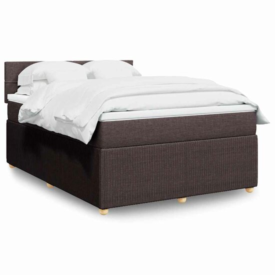 Boxspring Met Matras Stof 160 x 200 cm Donkerbruin
