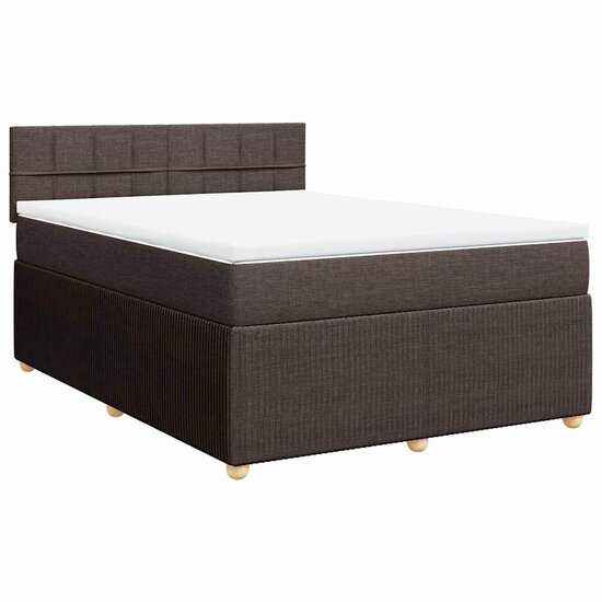 Boxspring Met Matras Stof 160 x 200 cm Donkerbruin