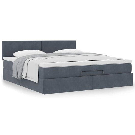 Ottoman Bed Met Matras Fluweel 200 x 200 cm Donkergrijs