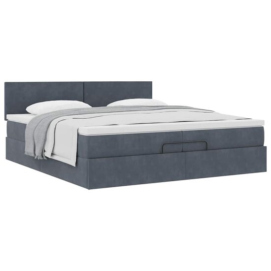 Ottoman Bed Met Matras Fluweel 200 x 200 cm Donkergrijs