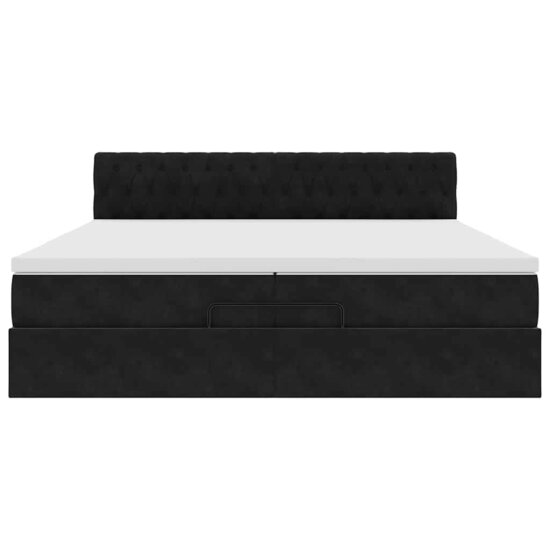 Ottoman Bed Met Matras Fluweel 200 x 200 cm Zwart