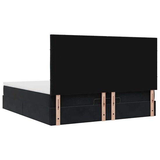 Ottoman Bed Met Matrassen En Led&#039;s 200X200Cm Fluweel 200 x 200 cm Zwart