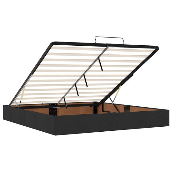 Ottoman Bed Met Matrassen En Led&#039;s 200X200Cm Fluweel 200 x 200 cm Zwart
