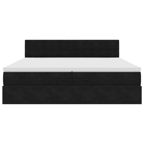 Ottoman Bed Met Matrassen En Led&#039;s 200X200Cm Fluweel 200 x 200 cm Zwart