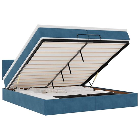 Bed Poef Met Matrassen En Leds Fluweel 200 x 200 cm Donkerblauw
