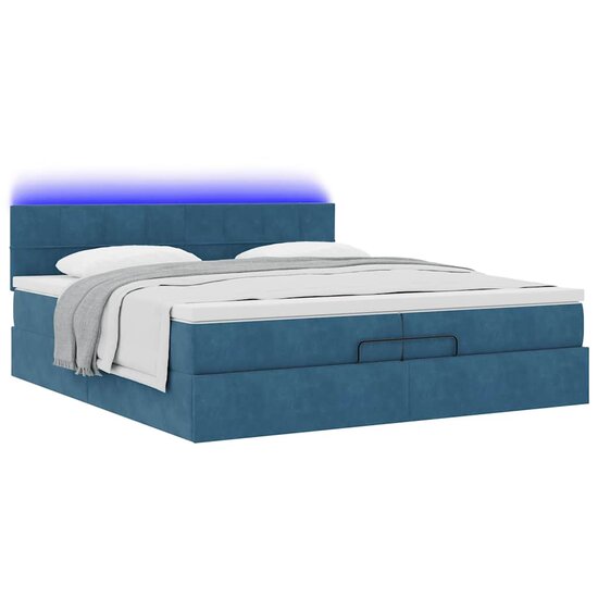 Bed Poef Met Matrassen En Leds Fluweel 200 x 200 cm Donkerblauw