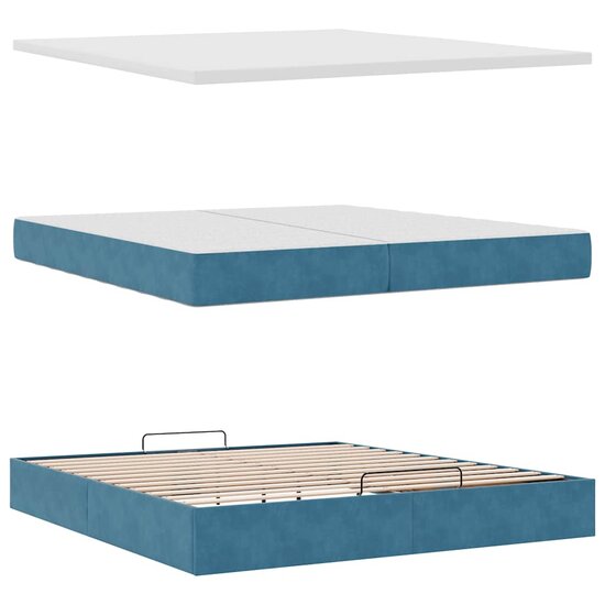 Bed Poef Met Matrassen En Leds Fluweel 200 x 200 cm Donkerblauw