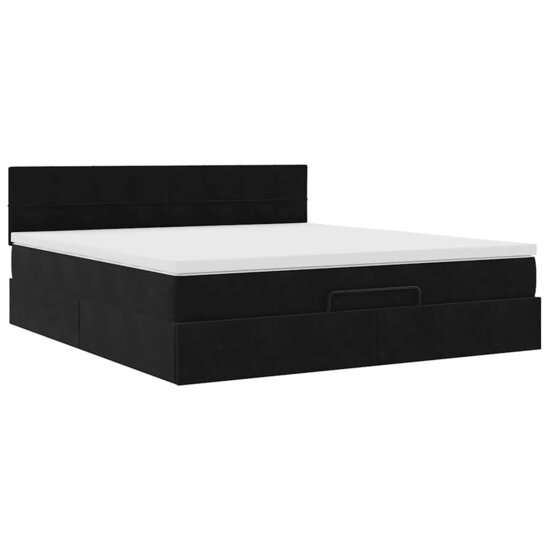 Ottoman bed met matras en LED&#039;s 180x200cm fluweel zwart