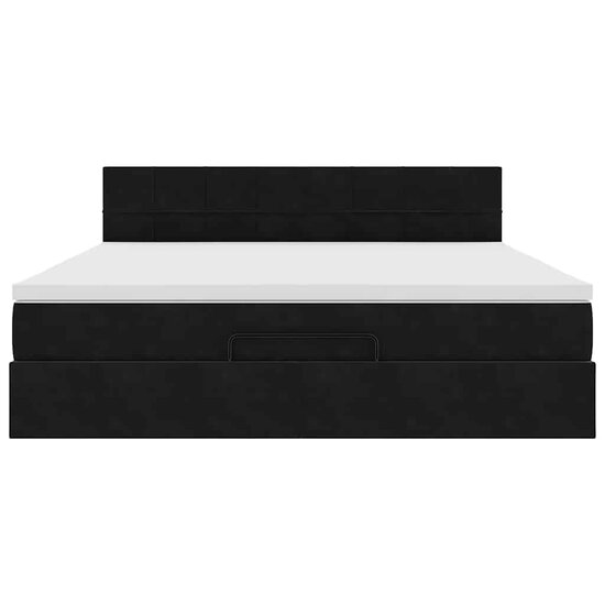 Ottoman bed met matras en LED&#039;s 180x200cm fluweel zwart