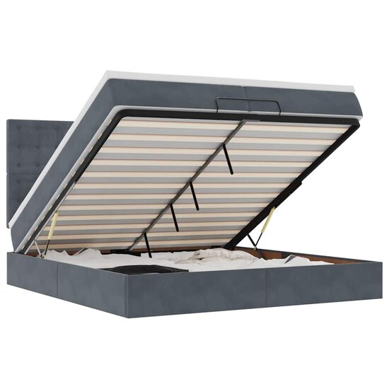 Ottoman bed met matrassen 200x200cm fluweel donkergrijs