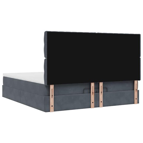 Ottoman Bed Met Matrassen En Led&#039;s 200X200Cm Fluweel 200 x 200 cm Donkergrijs