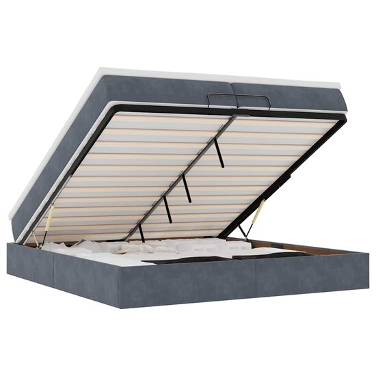 Ottoman bed met matrassen 200x200cm fluweel donkergrijs