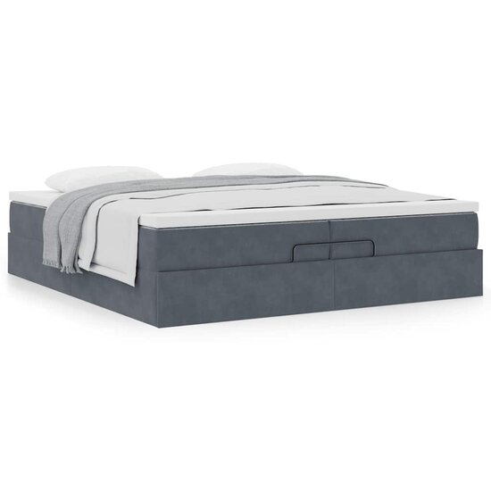 Ottoman bed met matrassen 200x200cm fluweel donkergrijs