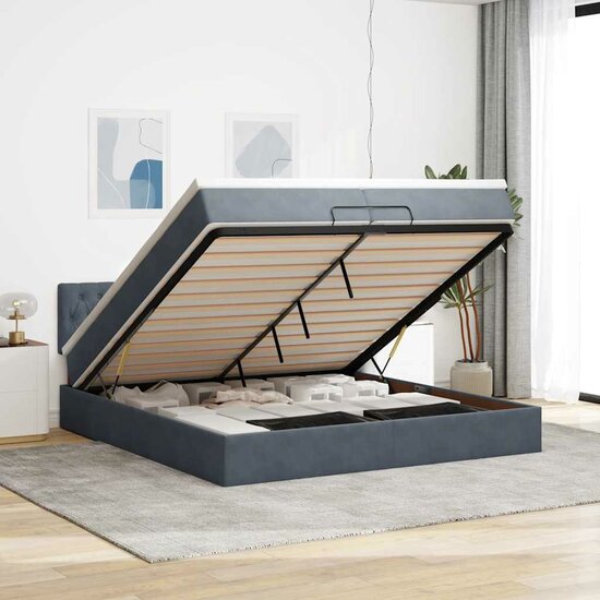 Ottoman bed met matras 200x200 cm fluweel donkergrijs