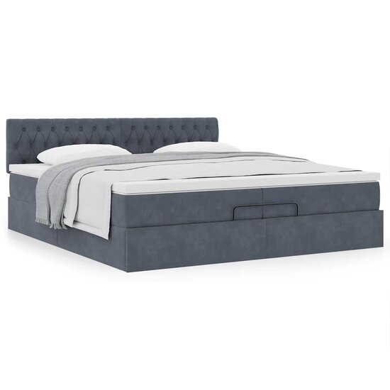 Ottoman bed met matras 200x200 cm fluweel donkergrijs