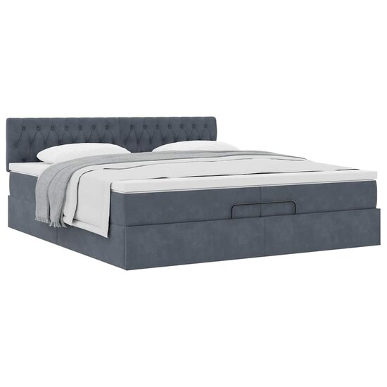 Ottoman bed met matras 200x200 cm fluweel donkergrijs
