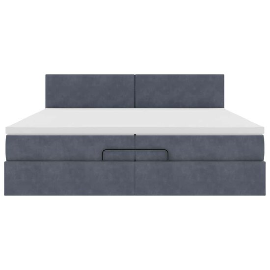 Ottoman Bed Met Matrassen En Led&#039;s 200X200Cm Fluweel 200 x 200 cm Donkergrijs