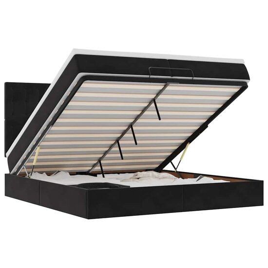 Ottoman bed met matrassen en LED&#039;s 200x200cm fluweel zwart