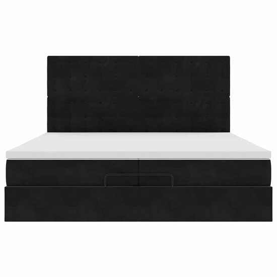 Ottoman bed met matrassen en LED&#039;s 200x200cm fluweel zwart