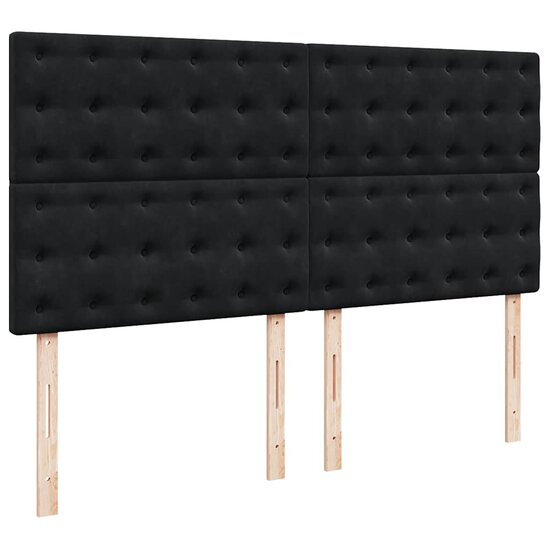 Ottoman bed met matrassen en LED&#039;s 200x200cm fluweel zwart