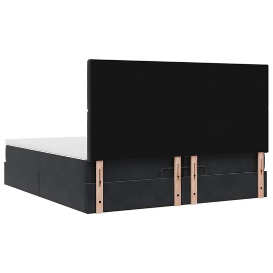 Ottoman bed met matrassen en LED&#039;s 200x200cm fluweel zwart