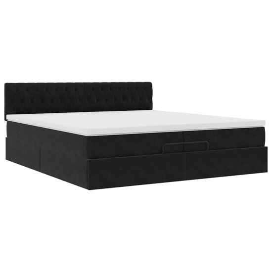 Ottoman bed met matrassen en LED&#039;s 200x200cm fluweel zwart