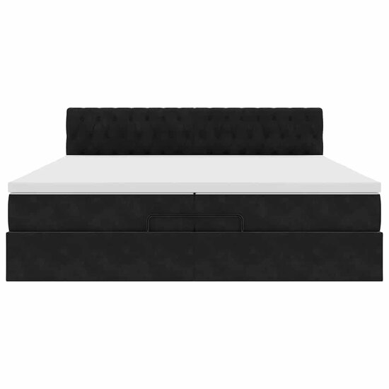 Ottoman bed met matrassen en LED&#039;s 200x200cm fluweel zwart