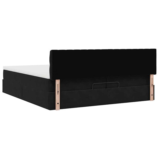 Ottoman bed met matrassen en LED&#039;s 200x200cm fluweel zwart