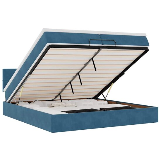 Ottoman bed met matras 200x200 cm fluweel donkerblauw