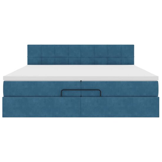 Ottoman bed met matras 200x200 cm fluweel donkerblauw
