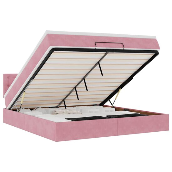 Ottoman bed met matras 160x200cm fluweel roze