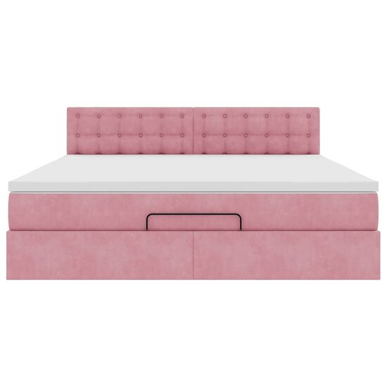 Ottoman bed met matras 160x200cm fluweel roze