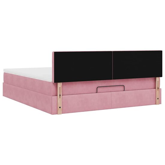 Ottoman bed met matras 160x200cm fluweel roze