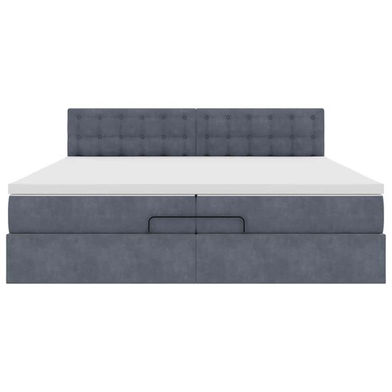 Ottoman Bed Met Matrassen En Led&#039;s 200X200Cm Fluweel 200 x 200 cm Donkergrijs