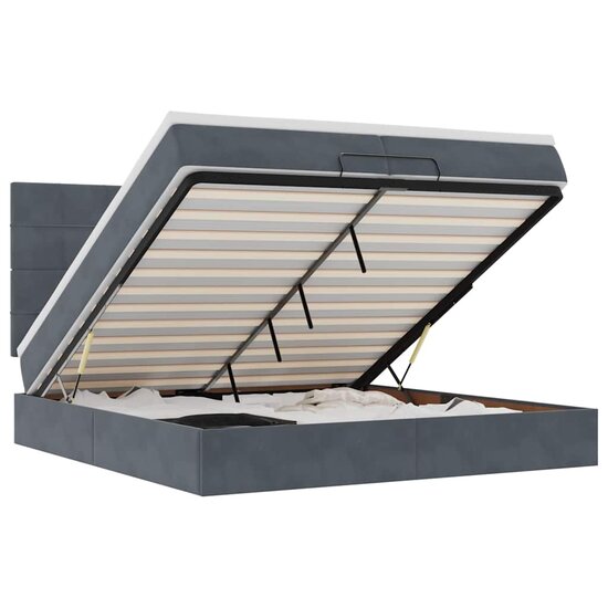 Ottoman Bed Met Matrassen 200X200Cm Fluweel 200 x 200 cm Donkergrijs