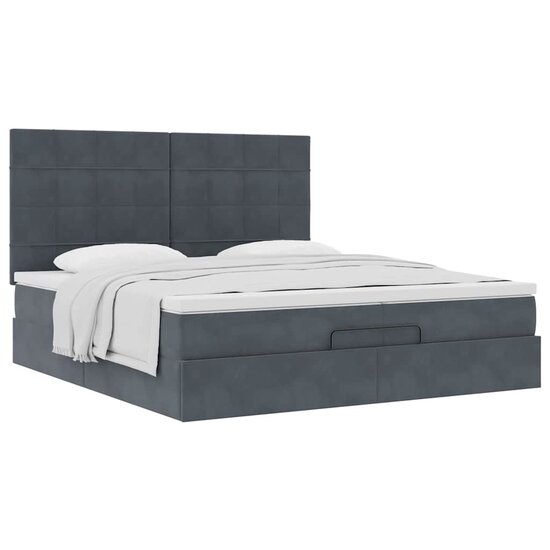 Ottoman Bed Met Matrassen 200X200Cm Fluweel 200 x 200 cm Donkergrijs