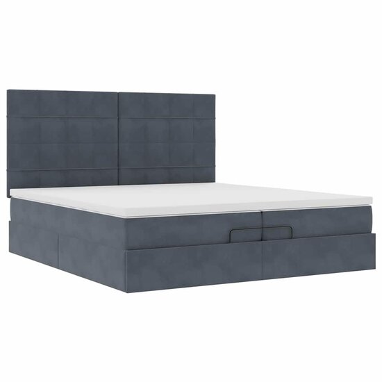 Ottoman Bed Met Matrassen 200X200Cm Fluweel 200 x 200 cm Donkergrijs