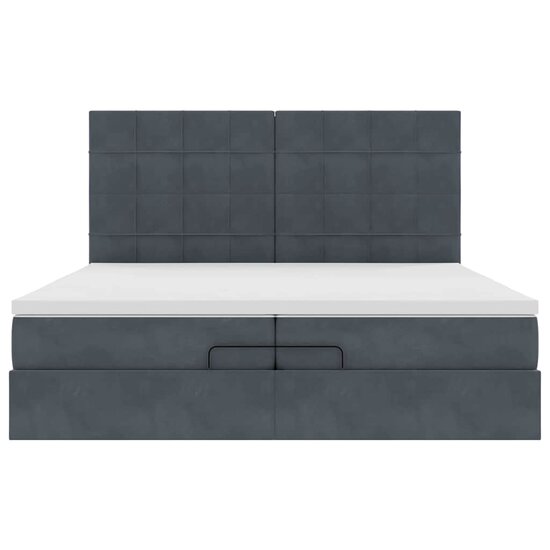 Ottoman Bed Met Matrassen 200X200Cm Fluweel 200 x 200 cm Donkergrijs