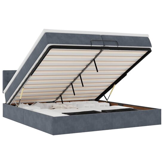 Ottoman Bed Met Matras Fluweel 200 x 200 cm Donkergrijs