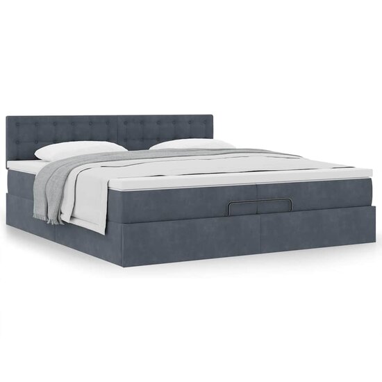 Ottoman Bed Met Matras Fluweel 200 x 200 cm Donkergrijs